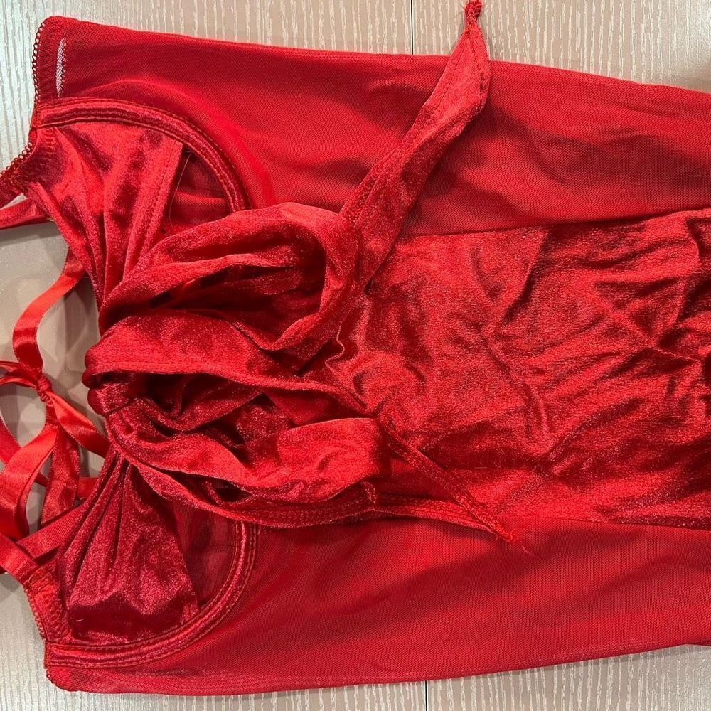 Yandy Red Tie Front Corset Top